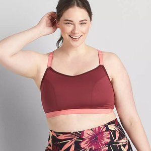 Lane Bryant 22/24 LIVI Low Impact No Wire Strappy Back Sports Bra Pink Red NWT